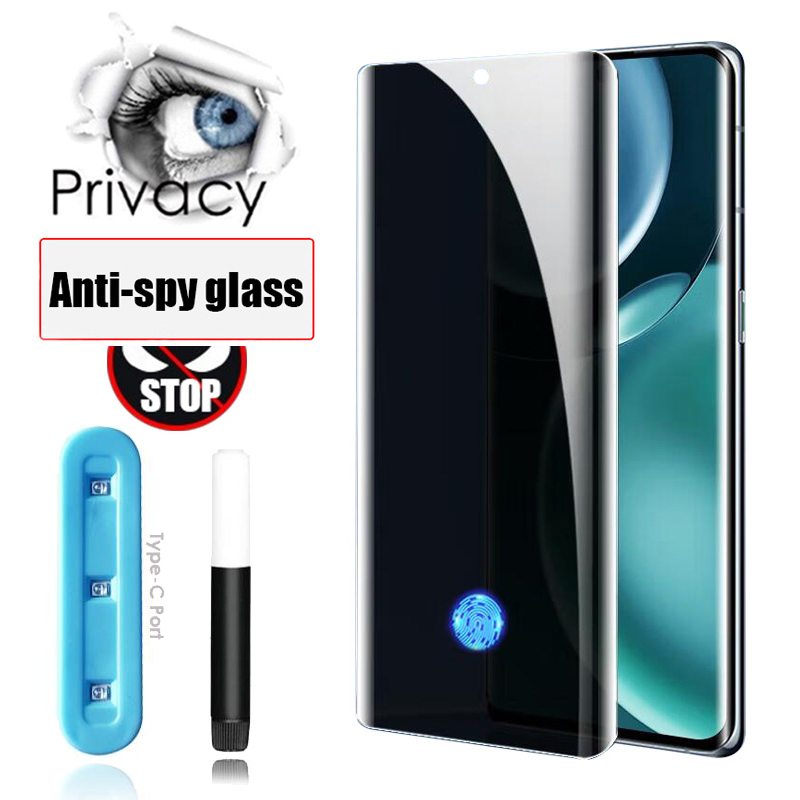 Oppo Reno 12 - Protecteur d'écran Anti-espion, liquide UV, colle